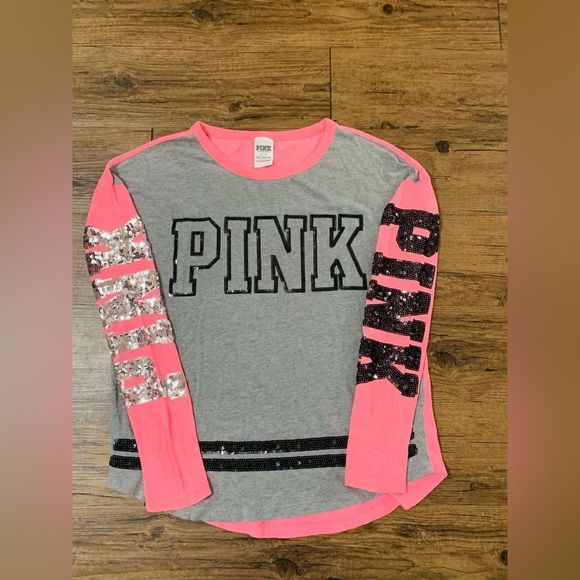 PINK VS COLORBLOCK NEON BLING TSHIRT/ YOGA LEGGINGS OUTFIT LARGE - Picture 6 of 12